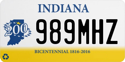 IN license plate 989MHZ