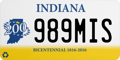 IN license plate 989MIS