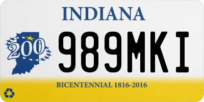 IN license plate 989MKI