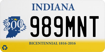 IN license plate 989MNT