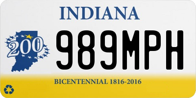 IN license plate 989MPH