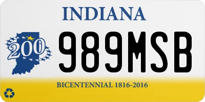 IN license plate 989MSB