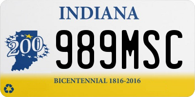 IN license plate 989MSC