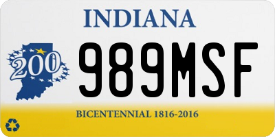 IN license plate 989MSF