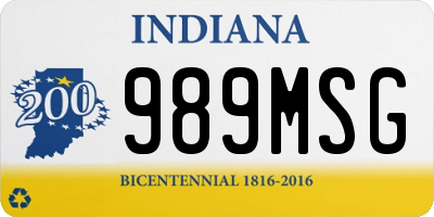 IN license plate 989MSG