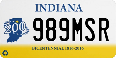 IN license plate 989MSR