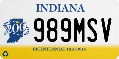 IN license plate 989MSV