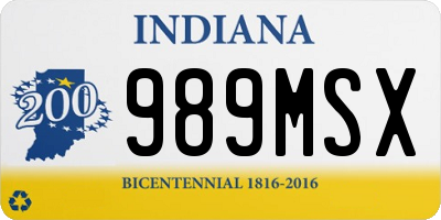 IN license plate 989MSX