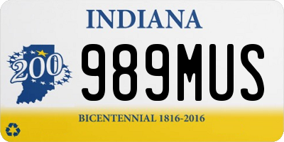 IN license plate 989MUS