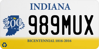 IN license plate 989MUX
