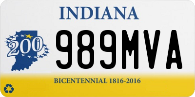IN license plate 989MVA