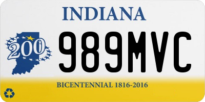 IN license plate 989MVC