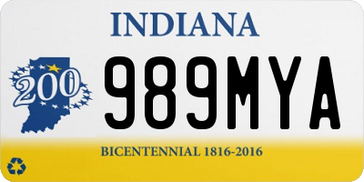 IN license plate 989MYA