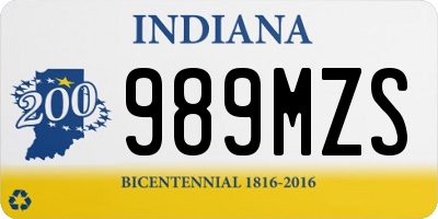 IN license plate 989MZS