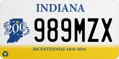 IN license plate 989MZX