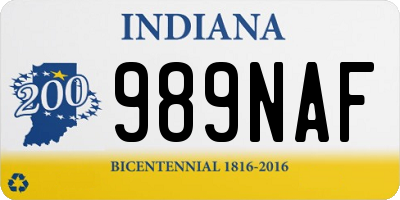 IN license plate 989NAF