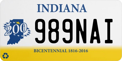 IN license plate 989NAI