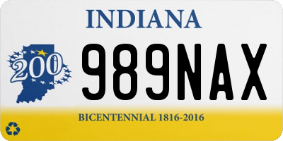 IN license plate 989NAX