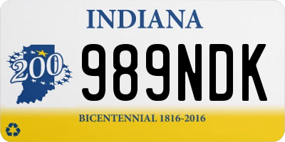 IN license plate 989NDK