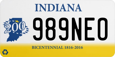 IN license plate 989NEO