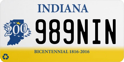 IN license plate 989NIN