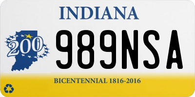 IN license plate 989NSA