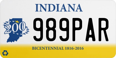 IN license plate 989PAR
