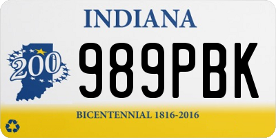 IN license plate 989PBK