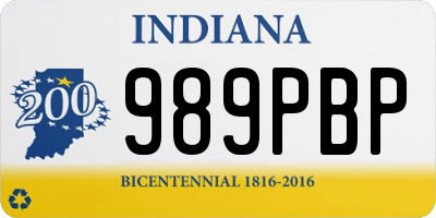 IN license plate 989PBP