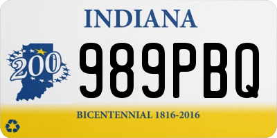IN license plate 989PBQ