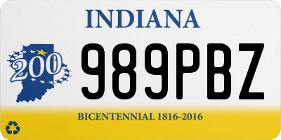 IN license plate 989PBZ
