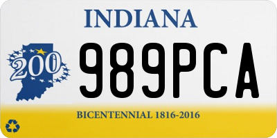 IN license plate 989PCA