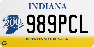 IN license plate 989PCL