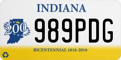 IN license plate 989PDG