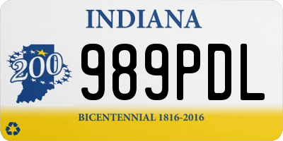 IN license plate 989PDL