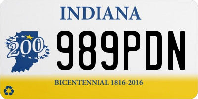 IN license plate 989PDN