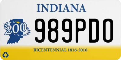 IN license plate 989PDO