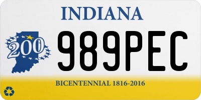 IN license plate 989PEC