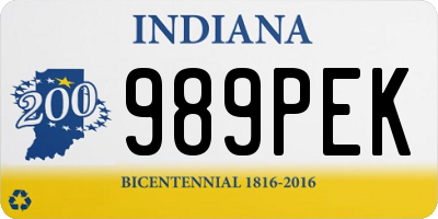IN license plate 989PEK
