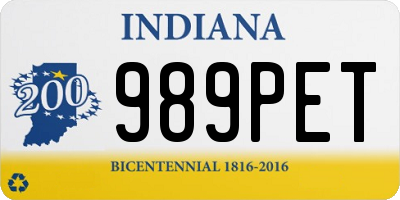 IN license plate 989PET