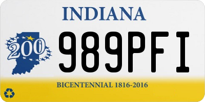 IN license plate 989PFI