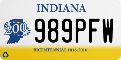 IN license plate 989PFW