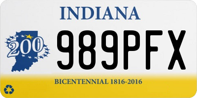 IN license plate 989PFX