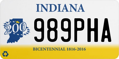 IN license plate 989PHA