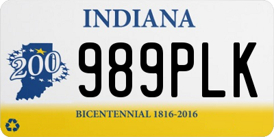 IN license plate 989PLK