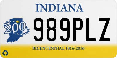 IN license plate 989PLZ