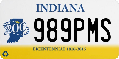 IN license plate 989PMS