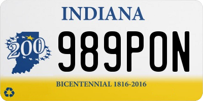 IN license plate 989PON