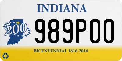 IN license plate 989POO