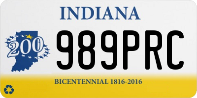 IN license plate 989PRC